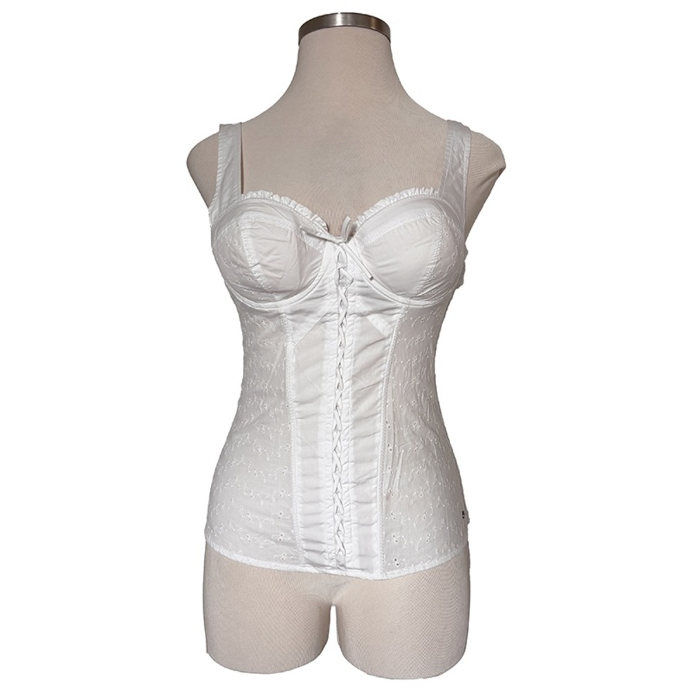 Guess white cottagecore bustier
